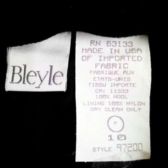 VINTAGE BLEYLE BLACK WOOL MIDI SKIRT SZ 10 FALL WINTER WARM LINED CHIC NEUTRAL - Picture 3 of 3